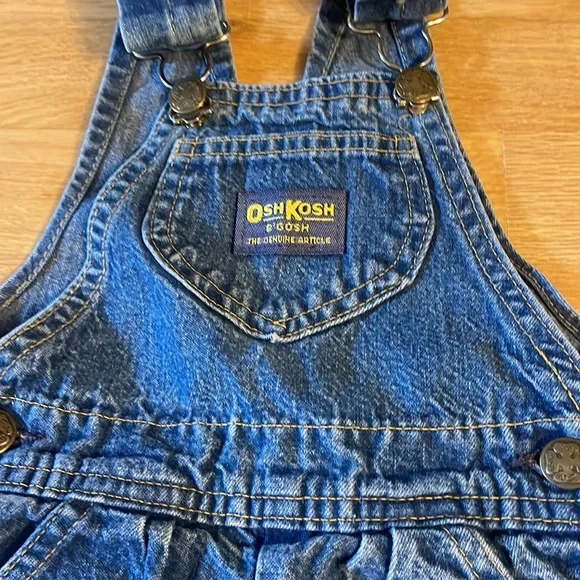 Original “Made in USA” Vintage OshKosh B’Gosh Cotton Denim Overalls, size 2T - Picture 2 of 11